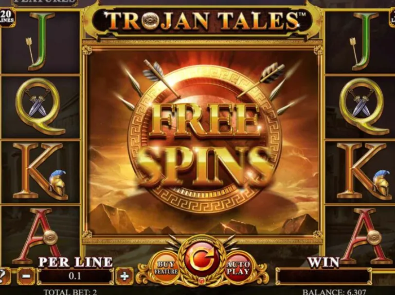 Các vòng spin tuyệt đẹp trong slot game Trojan Tales